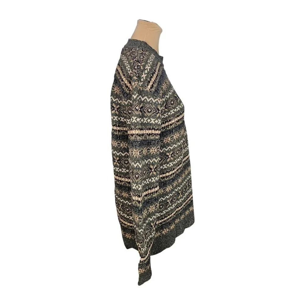 Northern Elements Green Brown White Black Vintage Grandpa Sweater Sz S - Picture 3 of 7